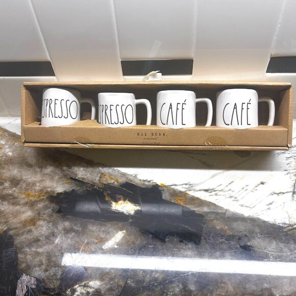 NIB Rae Dunn Magenta Set of 4 Espresso Mugs Rae Dunn Coffe Mugs - Picture 3 of 7